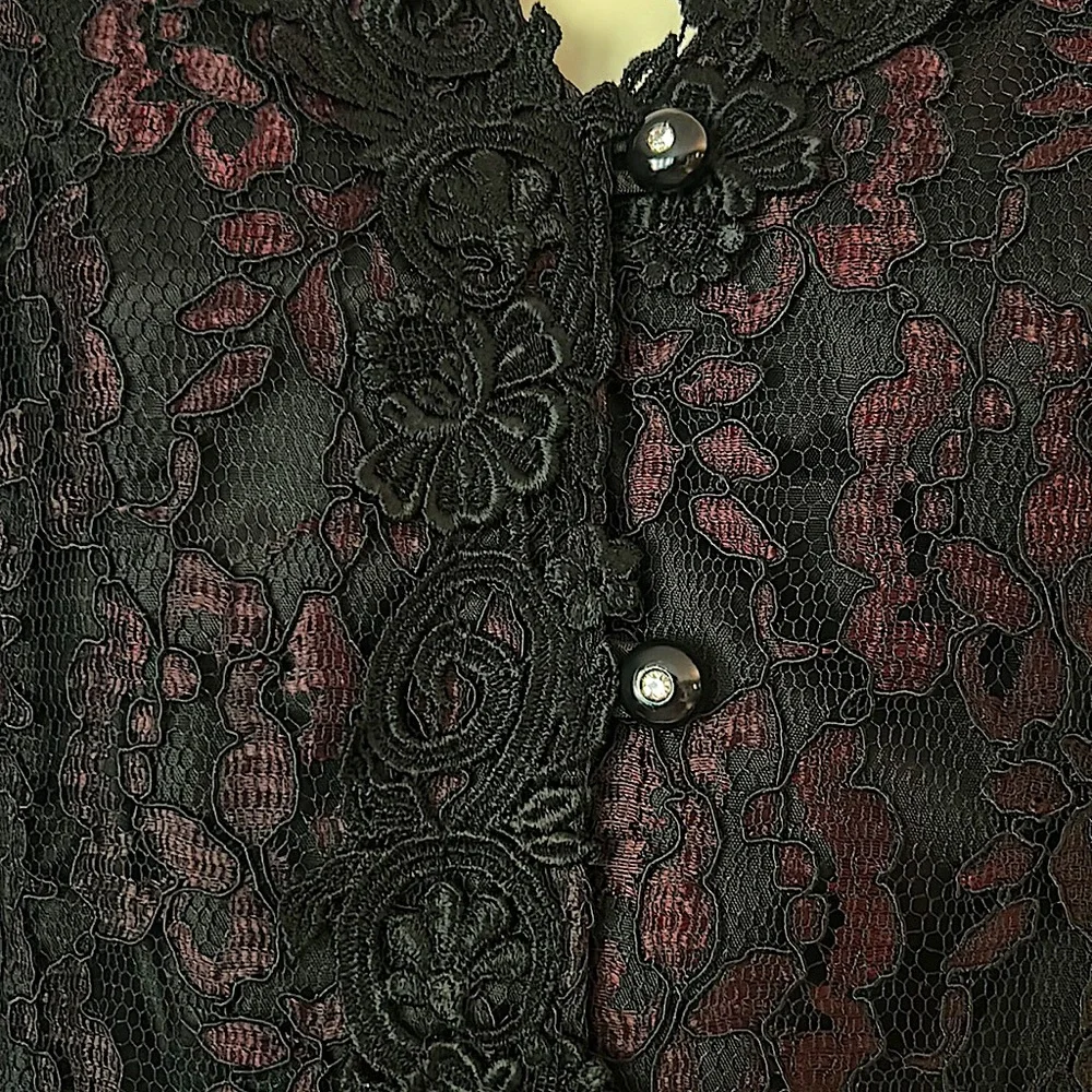 Zeeba New York Beautiful Vtg Gothic Floral Lace Jacket Coat **Approx Size S** - Picture 4 of 6